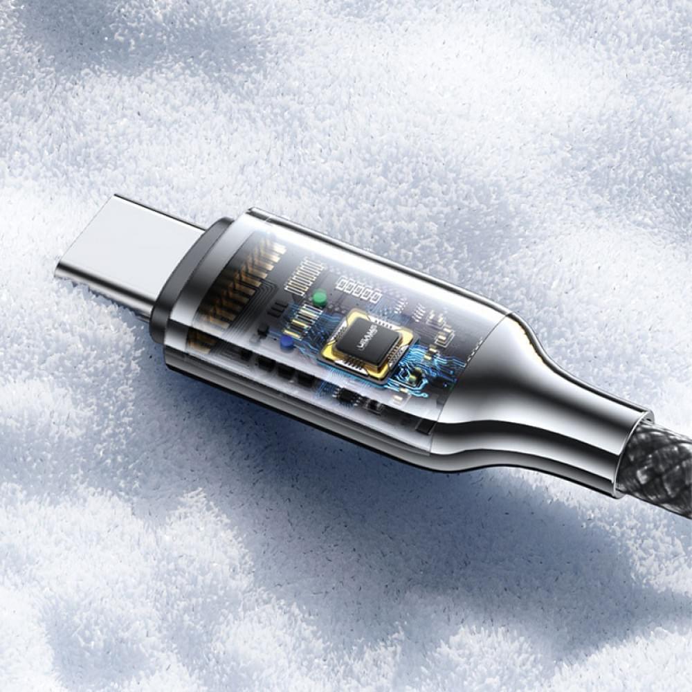 Дата кабель Usams US-SJ750 With Colorful Light TC Ser. Type-C to Type-C 100W (1.2m)