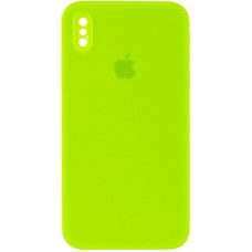 Чохол Silicone Case Square Full Camera Protective (AA) для Apple iPhone XS Max (6.5") Салатовий / Neon green