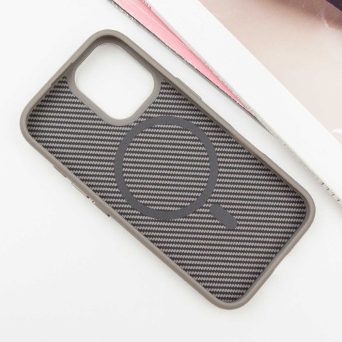 Чохол TPU+PC Carbon with MagSafe для Apple iPhone 16 (6.1") Grey
