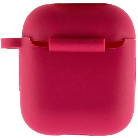 Силіконовий футляр New з карабіном для навушників Airpods 1/2 Червоний / Rose Red