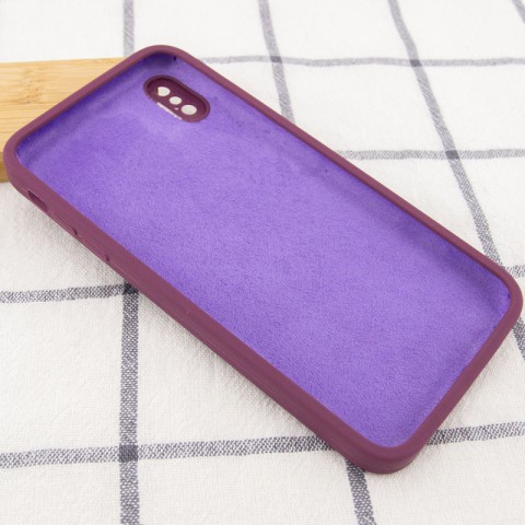 Чохол Silicone Case Square Full Camera Protective (AA) NOLOGO для Apple iPhone XS Max (6.5") Бордовий / Maroon
