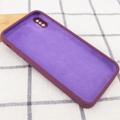 Чохол Silicone Case Square Full Camera Protective (AA) NOLOGO для Apple iPhone XS Max (6.5") Бордовий / Maroon