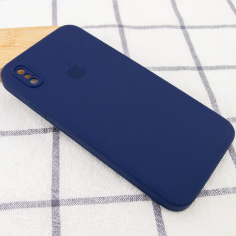 Чохол Silicone Case Square Full Camera Protective (AA) для Apple iPhone XS Max (6.5") Темно-синій / Midnight blue