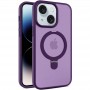 TPU+PC чохол Metal Buttons with MagSafe Colorful HQ Ring для Apple iPhone 15 (6.1") Purple