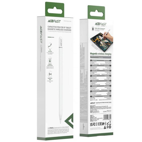 Стілус Acefast V3 Universal Capacitive Pen with wireless charging for iPad White