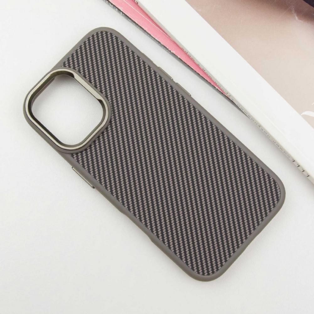 Чохол TPU+PC Carbon with MagSafe для Apple iPhone 16 (6.1") Grey
