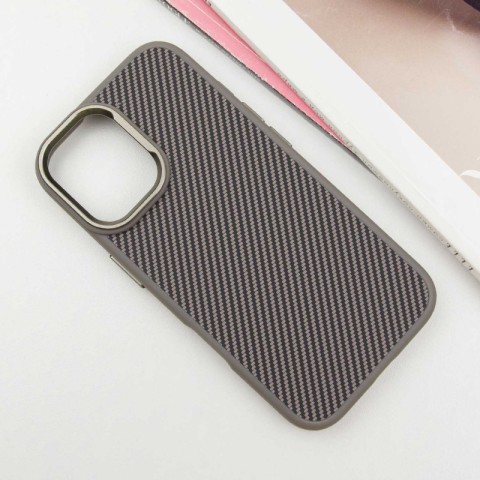 Чохол TPU+PC Carbon with MagSafe для Apple iPhone 16 (6.1") Grey