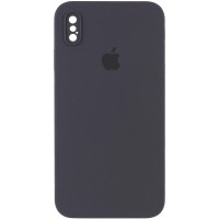 Чохол Silicone Case Square Full Camera Protective (AA) для Apple iPhone X / XS (5.8") Сірий / Dark Gray
