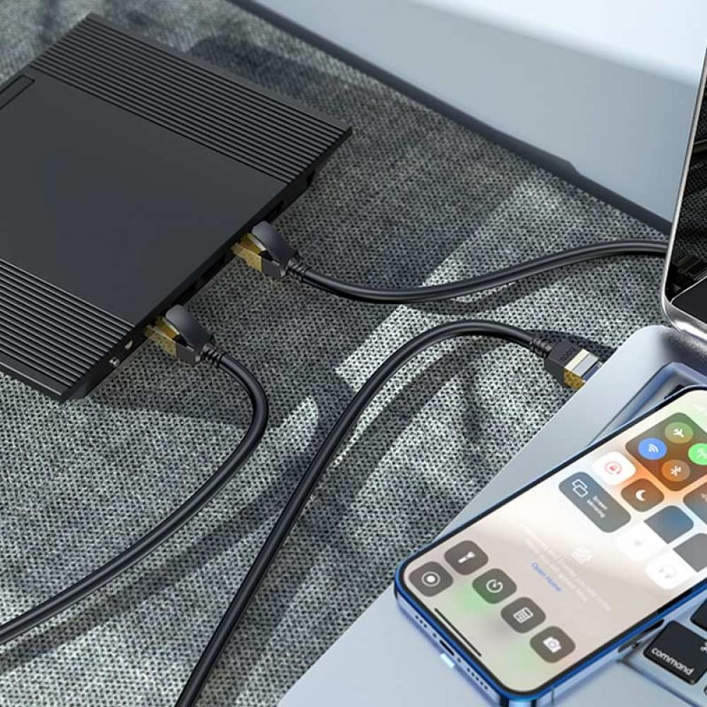 Дата кабель Hoco US02 Level pure copper gigabit ethernet (1m) Black