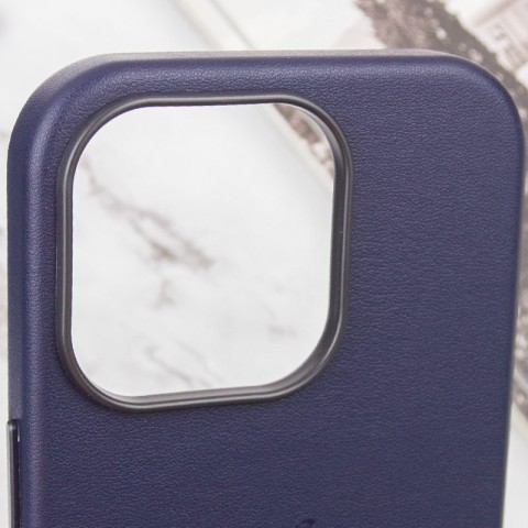 Шкіряний чохол Leather Case (AAA) with MagSafe and Animation для Apple iPhone 14 Pro (6.1") Ink