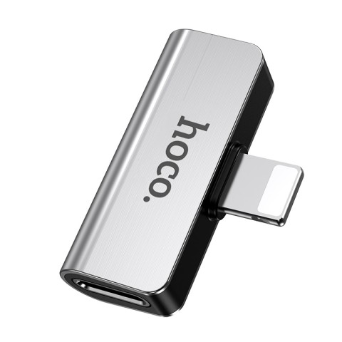 Перехідник Hoco LS24 Lightning to lightning audio/lightning Сталевий