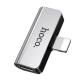 Перехідник Hoco LS24 Lightning to lightning audio/lightning Сталевий
