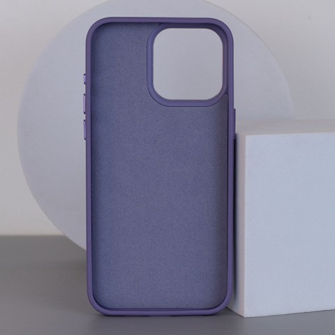 Шкіряний чохол Bonbon Leather Metal Style with MagSafe для Apple iPhone 13 Pro Max (6.7") Сірий / Lavender