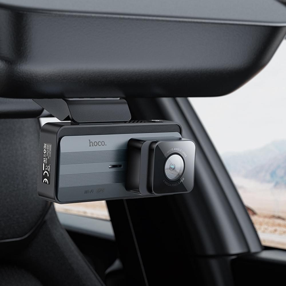 Відеореєстратор Hoco DV12 3.69-inch display with rear camera (2K+720P) Silver gray