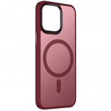 TPU+PC чохол Metal Buttons with MagSafe Colorful для Apple iPhone 15 (6.1") Бордовий