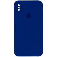 Чохол Silicone Case Square Full Camera Protective (AA) для Apple iPhone X / XS (5.8") Синій / Deep navy