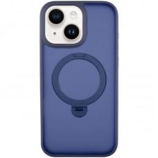 TPU+PC чохол Metal Buttons with MagSafe Colorful HQ Ring для Apple iPhone 15 (6.1") Dark Blue