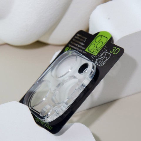 Захисне скло на камеру Full Block (тех.пак) для Apple iPhone 15 Pro (6.1") / 15 Pro Max (6.7") Прозорий