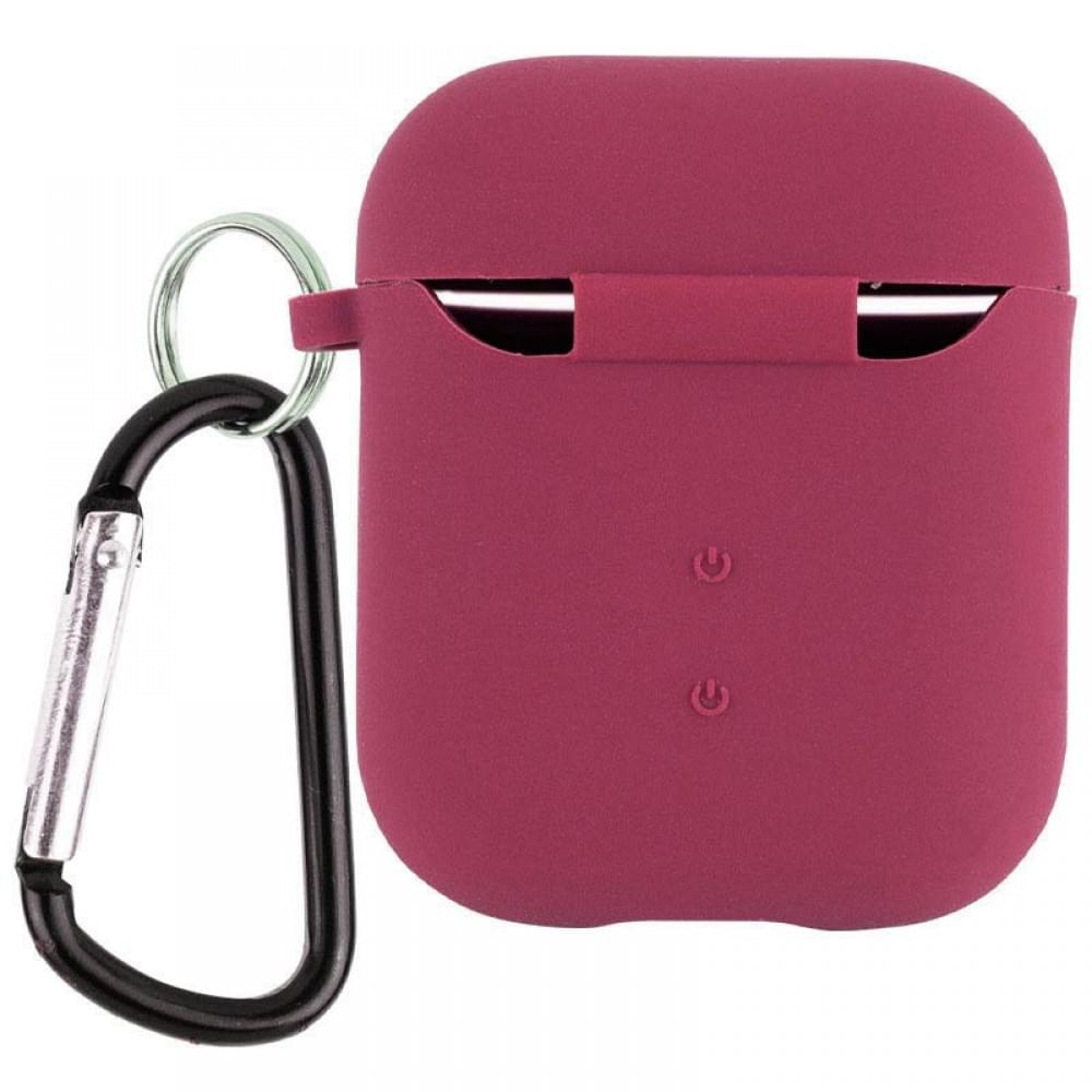 Силіконовий футляр з мікрофіброю для навушників Airpods 1/2 Бордовий / Plum