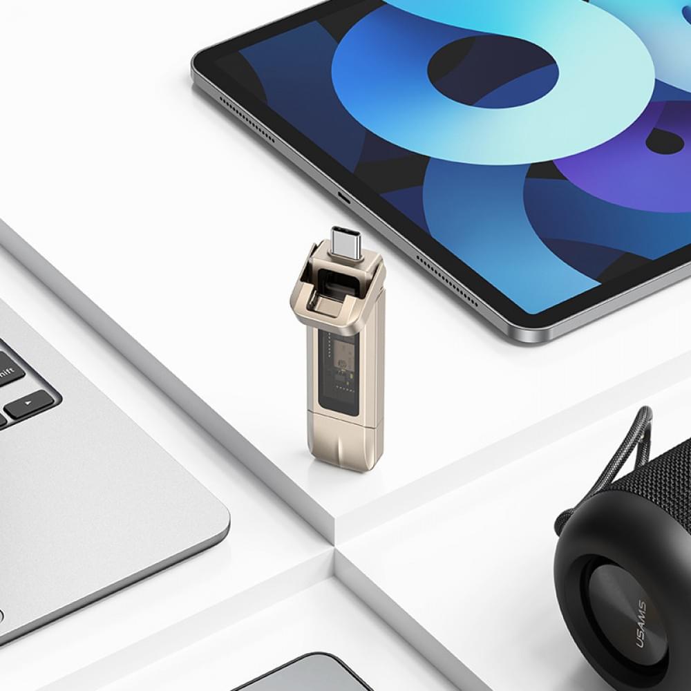 Флеш-накопичувач Usams US-ZB279 2in1 USB 3.2 + Type-C GEN1 Dual Ports Aluminum Alloy 10G – 256GB Silver