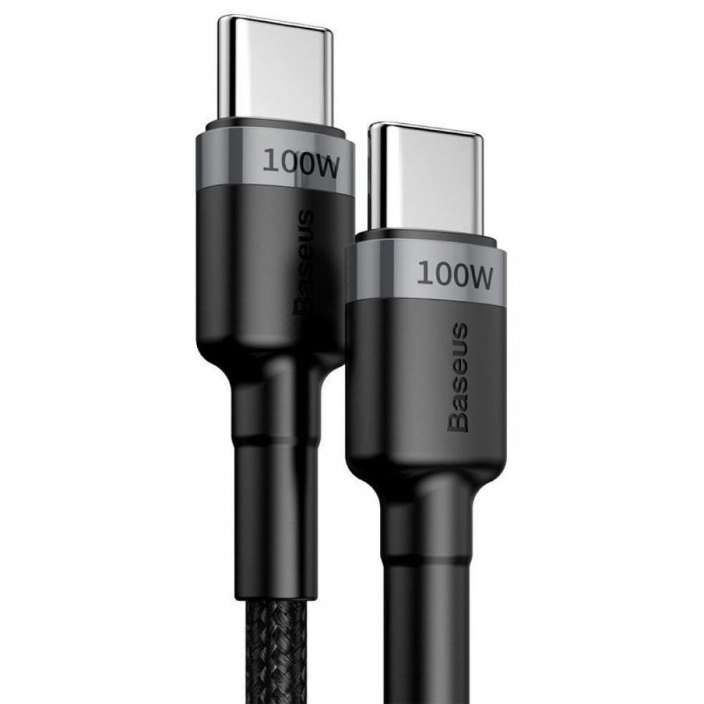 Дата кабель Baseus Cafule Type-C to Type-C PD2.0 100W (2m) (CATKLF-AL) Gray / Black