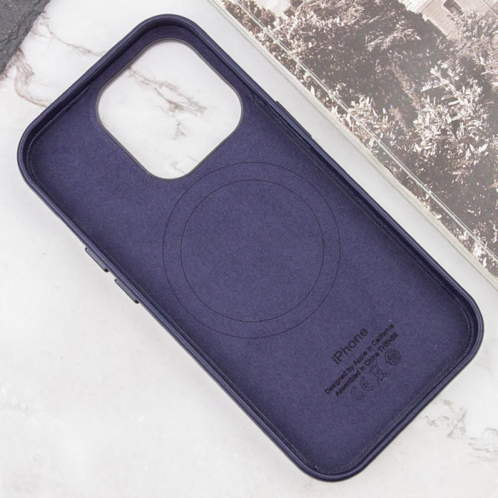 Шкіряний чохол Leather Case (AAA) with MagSafe and Animation для Apple iPhone 14 Pro (6.1") Ink
