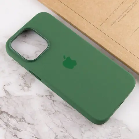 Чохол Silicone case (AAA) with Magsafe and Animation для Apple iPhone 13 Pro Max (6.7") Зелений / Clover