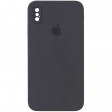 Чохол Silicone Case Square Full Camera Protective (AA) для Apple iPhone XS / X (5.8") Сірий / Dark Gray