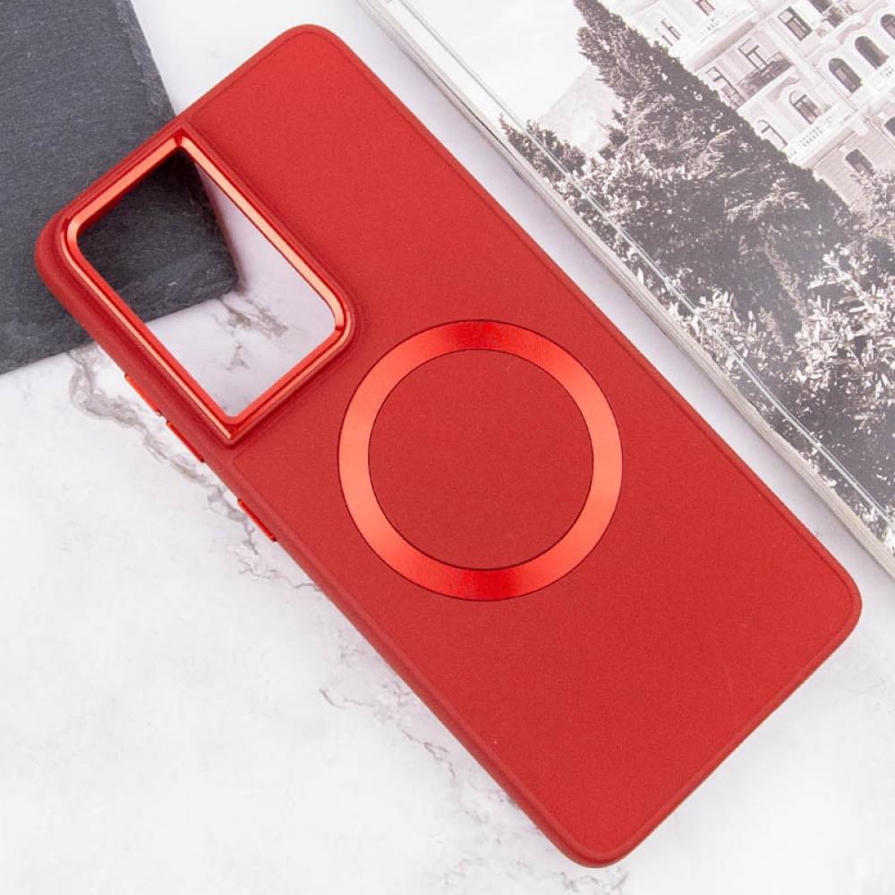 TPU чохол Bonbon Metal Style with MagSafe для Samsung Galaxy S22 Ultra Червоний / Red