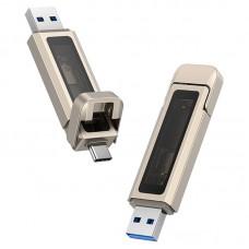 Флеш накопичувач USAMS US-ZB279 USB3.2+Type-C GEN1 Dual Ports Aluminum Alloy 10G Flash Drive 256G Silver