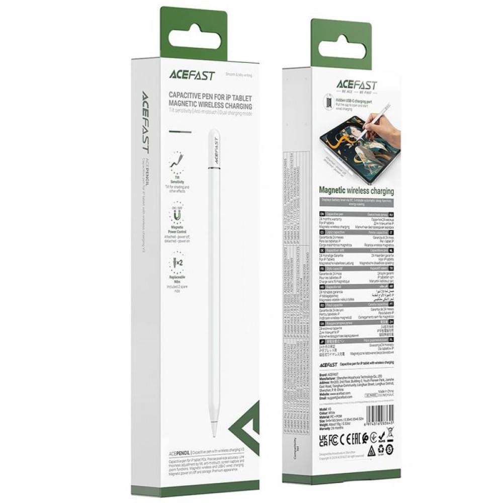 Стилус Acefast V3 Universal Capacitive Pen with wireless charging for iPad White