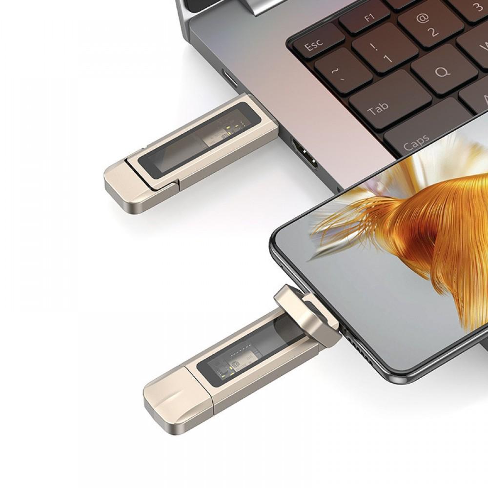 Флеш накопичувач USAMS US-ZB279 USB3.2+Type-C GEN1 Dual Ports Aluminum Alloy 10G Flash Drive 256G Silver