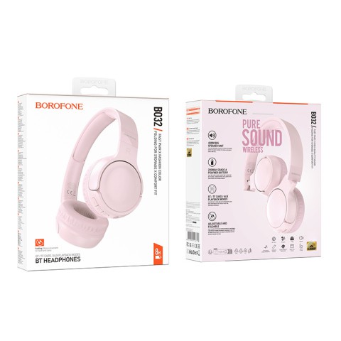 Накладні бездротові навушники Borofone BO32 Show Pink