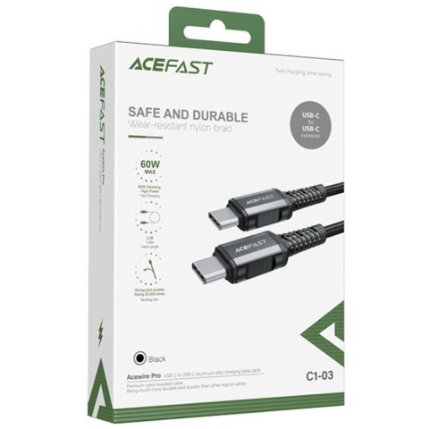 Дата кабель Acefast C1-03 Type-C to Type-C 60W (1.2m) Black