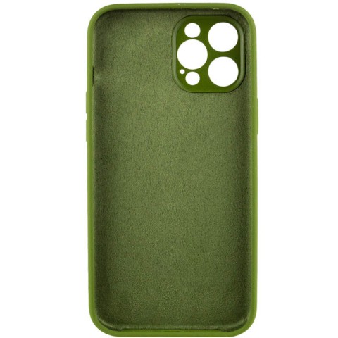 Чохол Silicone Case Full Camera Protective (AA) NO LOGO для Apple iPhone 12 Pro Max (6.7") Зелений / Dark Olive