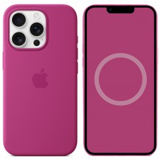 Чохол Silicone case (AAA) full with Magsafe and Animation для Apple iPhone 16 Pro (6.3") Fuchsia