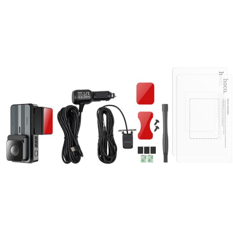 Відеореєстратор Hoco DV12 3.69-inch display with rear camera (2K+720P) Silver gray