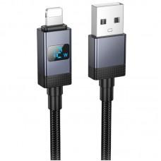 Дата кабель Hoco X118 Generous with display USB to Lightning 2.4A (1m) Black