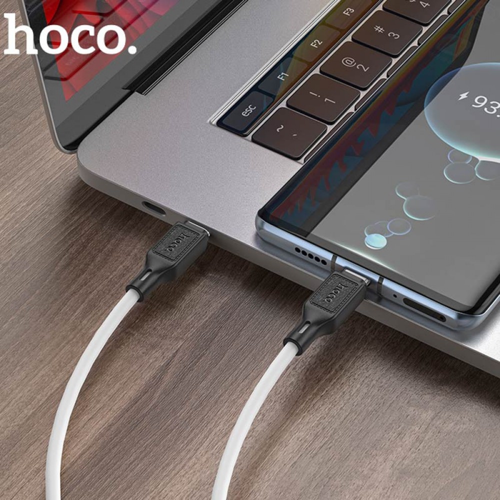 Дата кабель Hoco X90 Cool silicone Type-C to Type-C 60W (1m) White
