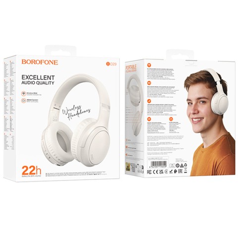 Накладні бездротові навушники Borofone BO29 Fascinador Milky White