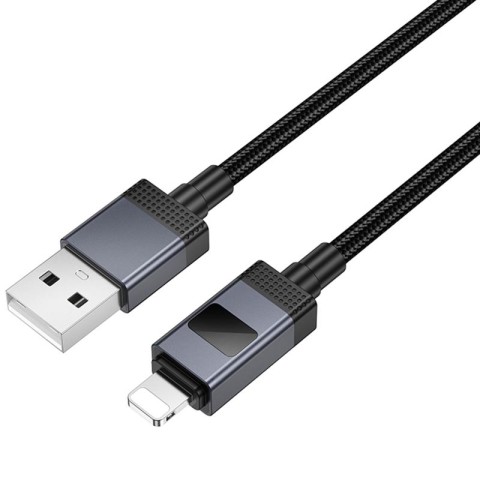 Дата кабель Hoco X118 Generous with display USB to Lightning 2.4A (1m) Black