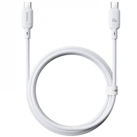 Дата кабель Baseus Silky Series OS Fast Charging Type-C to Type-C 100W (1m) (P10377704) Moon White