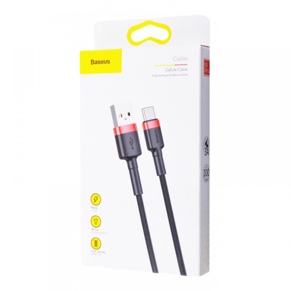 Дата кабель Baseus Cafule Type-C Cable 3A (1m) (CATKLF-B) Червоний / Чорний