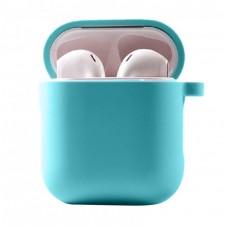 Силіконовий футляр з мікрофіброю для навушників Airpods 1/2 Бірюзовий / Marine Green