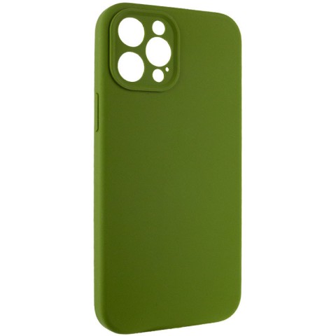 Чохол Silicone Case Full Camera Protective (AA) NO LOGO для Apple iPhone 12 Pro Max (6.7") Зелений / Dark Olive