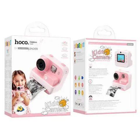 Дитяча фотокамера з моментальним друком Hoco DV200 Dual lens Pink