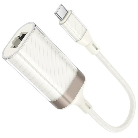 Перехідник Hoco UA41 Crystal Type-C to RJ45 100 Mbs (0.15m) Apricot