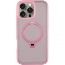 TPU+PC чохол Metal Buttons with MagSafe Colorful HQ Ring для Apple iPhone 16 Pro (6.3") Pink