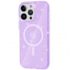 Чохол TPU Galaxy Sparkle (MagFit) для Apple iPhone 16 Pro (6.3") Purple+Glitter