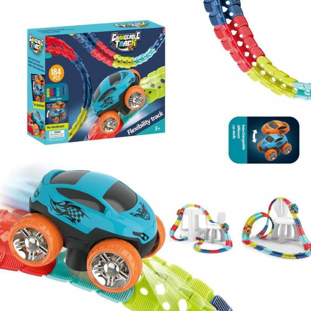 Інтерактивний трек з інерційною машинкою SHT 388 Changeable Trak (184pcs/1CAR) Colorful